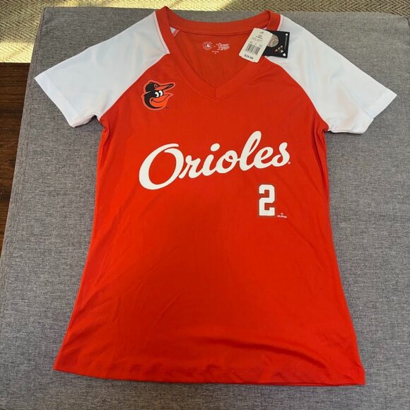MLB Baltimore Orioles Women's t-shirt with white sleeves, XS - Picture 1 of 7